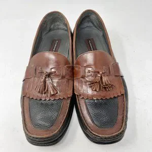 Florsheim Men’s Shoes sz 11 ½D Brown Black 2-Tone Leather Slip On Tassels Loafer Florsheim Black Brown Leather 2 Tone Moc Toe Tassel Dress  main image 3